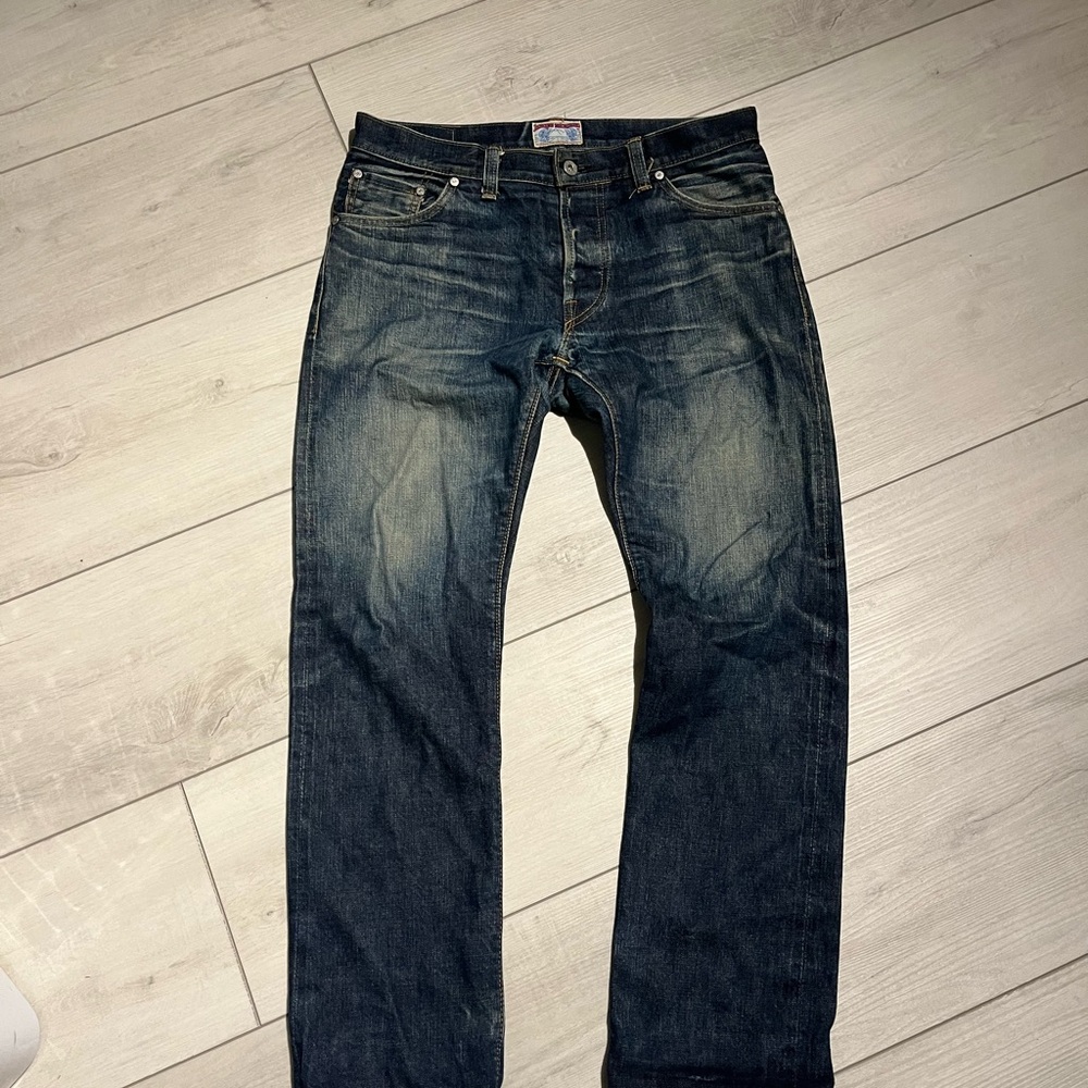 Men's Straight Jeans - Dark Blue Denim
